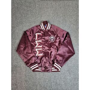 Vtg 90s Gamma Sigma Sigma Satin Varsity S Jacket Red Greek Letter ΓΣΣ Sorority